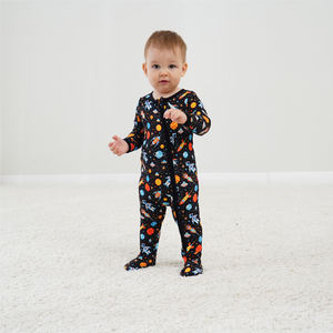 Combinaison personnalisée pour garçon à manches longues, tenue zippée pour bébé, vêtements en bambou pour tout-petit, grenouillère en bambou pour bébé, vente en gros de vêtements pour bébé - Product Image 2