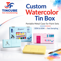 Boîte en métal personnalisée pour aquarelle, palette de peinture vide, étui portable pour artiste, coffret de peinture OEM ODM