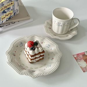 ASKDCP Estilo Francês Bonito Coelho Floral Handmade Máquina de Lavar Louça Segura 280ml Cerâmica Caneca De Café Da Tarde Chá Copo Sobremesa - Product Image 2