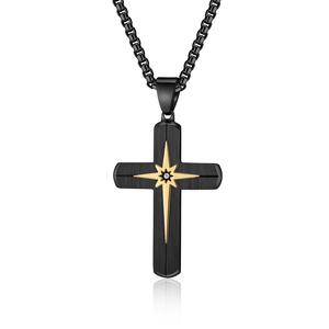 Collar Cristiano con Cruz Grabada Personalizada, Resistente al Agua, Collar con Cruz <span class=keywords><strong>de</strong></span> Acero Inoxidable Dorado <span class=keywords><strong>de</strong></span> <span class=keywords><strong>Jesucristo</strong></span> para Hombre, Venta al Por Mayor - Product Image 2