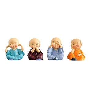 Four No Monk Miniature <b>Doll</b> 4.5cm Cartoon Style Car Interior Decoration Peaceful Little Monk Figurine - Product Image 5
