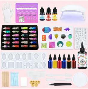 Kit de résine UV professionnelle pour artisanat, époxy transparent dur, fabrication de bijoux, moules à durcissement rapide, pendentifs, boucles d'oreilles, porte-clés, modèle - Product Image 1