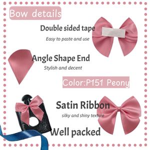 Nơ ruy băng satin tự dính màu hồng nhạt 3 inch dùng trang trí chai nước hoa, nơ buộc sẵn để gói quà Giáng sinh - Product Image 3