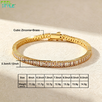 Bracelet tennis rectangulaire en zircone cubique plaqué or et argent avec fermoir boîte, bracelet incrusté de CZ, bijoux de mode pour soirée