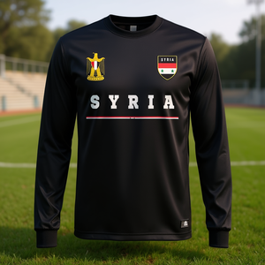 Camiseta de Fútbol de Manga Larga con Diseño de la Bandera de Siria, Color Negro - Product Image 3