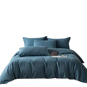 Solid color high luxury cotton four piece bedding sets hotel bedding sets 4 piece