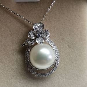 S925 Silver <b>Pendant</b> <b>Large</b> 12-13mm White Aquaculture Pearl Non-Nuclear Old Clam <b>Necklace</b> - Product Image 2