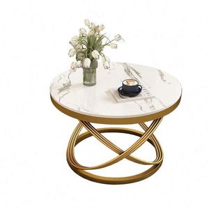 Table basse ronde avec base dorée, design minimaliste pour <span class=keywords><strong>chambre</strong></span> <span class=keywords><strong>d</strong></span>'hôtes, balcon - Product Image 5