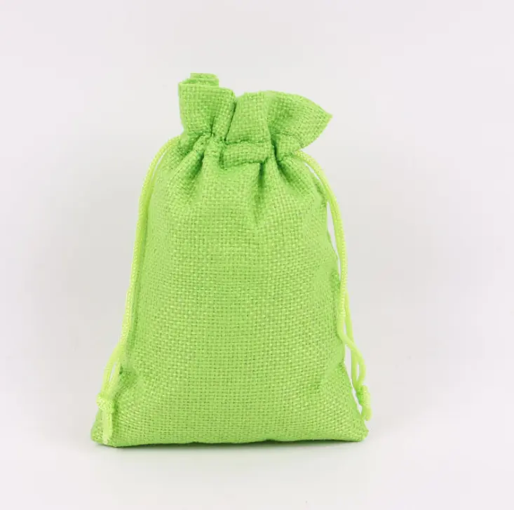 Pochette en toile de jute organique unie en stock sac en lin petits sacs à cordon réutilisables en chanvre sacs à bijoux pochettes cadeaux
