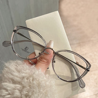 Monture de lunettes œil-de-chat pour femme, monture complète anti-lumière bleue, forme ovale avec verres AC, monture de lunettes tendance pour femme