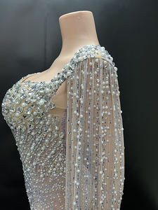 Новое Y3764-B, Прямая поставка, Новое поступление, роскошное платье для выпускного вечера, элегантное вечернее платье со стразами, накидка с рукавами для вечеринки - Product Image 4