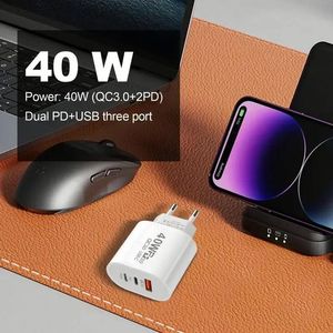 อะแดปเตอร์ชาร์จเร็ว PD 40W USB C 3 พอร์ต สำหรับโทรศัพท์มือถือ ชาร์จเร็ว 3.0 รองรับโทรศัพท์ 12 13 14 15 16 Pro และ Android - Product Image 2