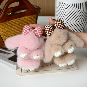 15cm Bunny Doll Keyring Bag Charm Accessories Pendant Keychain Soft Faux Fur Pom Pom Fluffy Plush Rabbit Keychain <strong>Car</strong> <strong>Key</strong> <strong>Chain</strong> - Product Image 4
