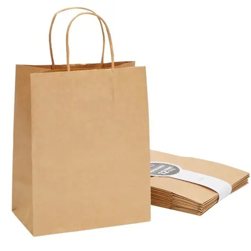 customised paper bag Environmental shopping packaging strong handle kraft paper bag for clothing shoes grocery