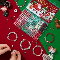 Kit de Fabricación de Pulseras Navideñas DIY, Cuentas de Arcilla Polimérica, Set de Cuentas de Árbol de Navidad, Muñeco de Nieve y Santa Claus para Niños, Manualidades de Joyería Navideña