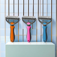 Outil de toilettage pour animaux de compagnie - Râteau pour sous-poils pour chiens et chats - Brosse double face pour éliminer les poils et démêler les nœuds pour animaux à poils longs
