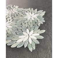 Usine luxe qualité salle de bain vert irrégulier fleur motif jet d'eau mosaïque de marbre mur et sol carreaux pour projet intérieur