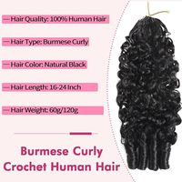 Extensions de cheveux humains bruts 100% naturels pour tresses bohèmes, cheveux au crochet effet plume, cheveux au crochet à nœuds miracle, bouclés birmanes pour tressage