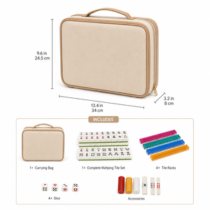 Sac de rangement portable pour tuiles de Mahjong avec bandoulière, étui de transport et organisateur pour accessoires de jeu de Mahjong - Product Image 2
