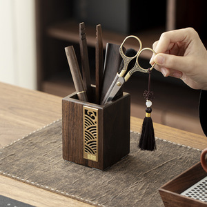 Solid Wood <b>Tea</b> <b>Set</b> Six Gentlemen Square Coaster <b>Set</b> For Home Use Durable <b>Tea</b> Brewing Tool - Product Image 2