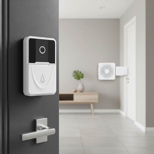 Smart Video Doorbell with Wi-Fi Auto Focus Plastic Material HD Two-Way Audio Night Vision Wireless Cloud Storage Doorbell Camera
