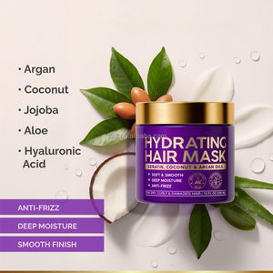 Masque capillaire hydratant à la kératine, au collagène et à la biotine pour soins profonds après l'application d'un relaxant capillaire, pour cheveux bouclés, colorés, abîmés et secs - Product Image 3