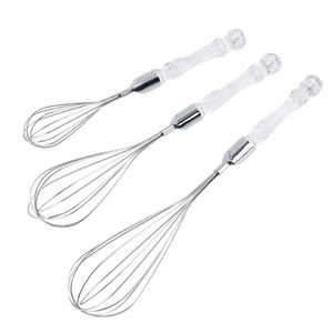 Hot Selling Kitchen Baking Tools Stainless Steel Manual Beater <b>Egg</b> Whisk with Transparent <b>Plastic</b> Handle - Product Image 1
