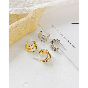 Custom Wholesale Gold Plated Three Circle Geometric Popular Creative Personality <strong>Cheap</strong> <strong>Jewelry</strong> <strong>Supplies</strong> Design Earrings - Product Image 5