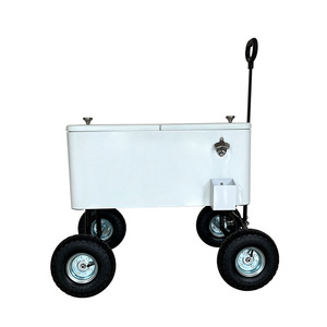 Enfriador <span class=keywords><strong>de</strong></span> Bebidas Metálico Vintage Tipo Carrito, Cubo <span class=keywords><strong>de</strong></span> Hielo <span class=keywords><strong>de</strong></span> Doble Capa, Enfriador <span class=keywords><strong>de</strong></span> <span class=keywords><strong>Cerveza</strong></span> <span class=keywords><strong>de</strong></span> Plástico con Ruedas - Product Image 2
