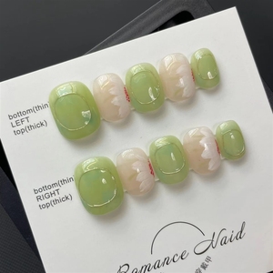 <span class=keywords><strong>Uñas</strong></span> Postizas Cortas con Diseño <span class=keywords><strong>de</strong></span> Flores Primaverales, <span class=keywords><strong>Uñas</strong></span> Acrílicas Cuadradas Hechas a Mano, <span class=keywords><strong>Uñas</strong></span> Artificiales Adhesivas - Product Image 4