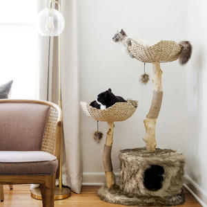 الخشب الصلب القط تسلق لعبة منزل خشبي القط شجرة خربشة أثاث - Product Image 1