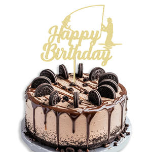 Anniversaire de <span class=keywords><strong>pêcheur</strong></span> joyeux réutilisable Cupcake Cake Toppers thème de pêche fête d'anniversaire décoration autocollant - Product Image 6