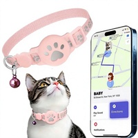 Kalung Pelacak Kucing Peliharaan Kompatibel dengan IOS Tahan Air Apple Find My Tracker Reflektif Nilon