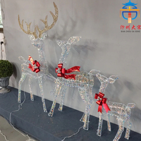 Lanterne géante LED en forme de traîneau et de rennes pour la place publique, décoration artistique en soie pour les célébrations de Noël en extérieur, ensemble paysager