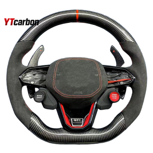 YTcarbon para <span class=keywords><strong>Polo</strong></span> <span class=keywords><strong>GTI</strong></span> R-line <span class=keywords><strong>22</strong></span> + Modificar piezas de automóviles Accesorios interiores de automóviles Estilo de carreras Volante de fibra de carbono real personalizado - Product Image 2