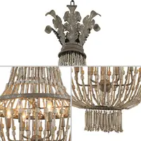 Северная Европейская французская винтажная стильная деревянная люстра с бусинами, Подвесная лампа, деревянные бусины для гостиной, подвесные светильники, люстра