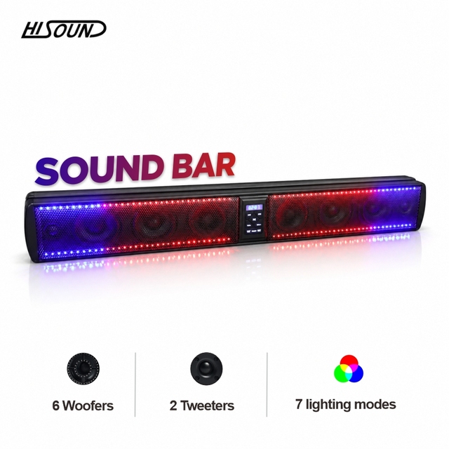 34" Waterproof Sound Bar BT 500W LED IP65 ATV UTV Golf Cart Beach Buggy Marine Outdoor 12V