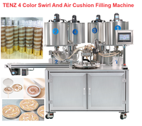 Machine de remplissage de crèmes et de cosmétiques à motifs tourbillonnants quatre couleurs, contrôle servo complet, 4 réservoirs chauffants, pour crèmes BB et cosmétiques à motifs tourbillonnants 1 à 4 couleurs