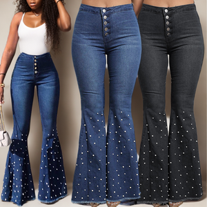 Jeans de Mujer de Cintura Alta, Clásicos, a la Moda, Sexys, con Corte de Campana - Product Image 2