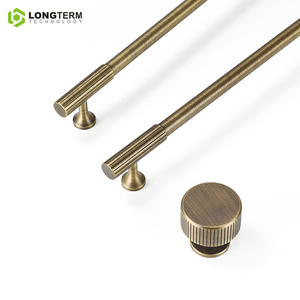 Vintage Furniture Hardware Solid Drawer Pulls <strong>Knobs</strong> Linear Straight Stripe Brass Kitchen <strong>Door</strong> Cabinet Handles - Product Image 2