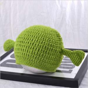 Nouveau 3D longues oreilles Crochet monstre <span class=keywords><strong>Shrek</strong></span> hiver vert fête drôle à la main tricoté bonnet chapeau Skullies casquette - Product Image 4