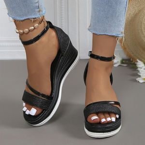 Nouvelle Collection 2026 – Sandales compensées à bout ouvert pour femme avec chaîne perlée à la cheville, plateforme espadrille antidérapante, chaussures de soirée - Product Image 2