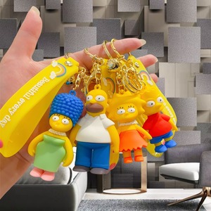Porte-clés <span class=keywords><strong>figurines</strong></span> de la famille Simpson, sacs de couple, accessoires suspendus, porte-clés de voiture créatifs en gros - Product Image 1