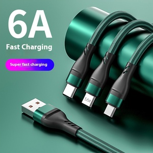 100W 3-in-1 nhanh chóng sạc cáp dữ liệu USB <span class=keywords><strong>Android</strong></span> tương thích một-đốc-ba Lưới Đánh Cá bện 6A cho Huawei điện thoại di động máy in - Product Image 5
