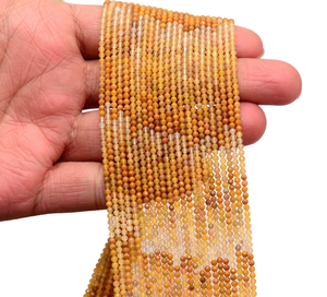Multi Yellow Jade Gemstone 2mm-3mm Micro Faceted Round Beads | Strand de 13 pulgadas | Cuentas sueltas de piedras preciosas semipreciosas de jade natural - Product Image 3