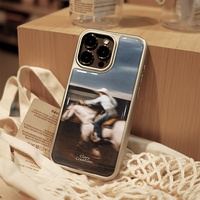 Coque de téléphone antichoc rétro western cowboy à cheval pour iPhone 17 16 15 14 13 Pro Max avec bordure électroplaquée