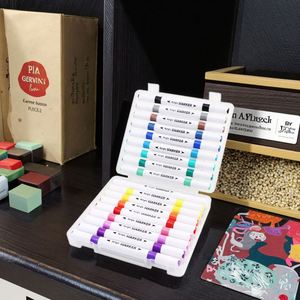48 Colors Bullet Tip Acrylic Art Markers Dual Tip Painting Pen Set with Plastic Box for <b>Drawing</b> & Sketching - Product Image 4