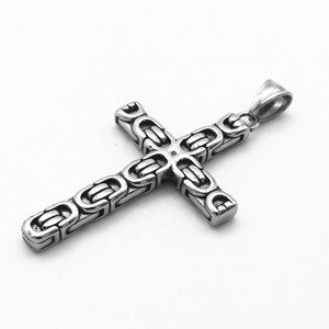 Yunnique Collier avec pendentif croix en acier inoxydable, design géométrique, bijoux unisexes - Product Image 4