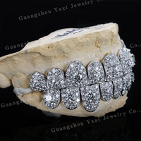 Grillz dentaire personnalisé en argent S925, serti de moissanite VVS sans défaut et de diamants de laboratoire, pour dents supérieures et inférieures, tailles 10, 8, 6, certifié par un tiers, style Hip Hop