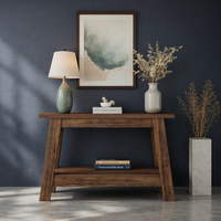 Table console moderne et étroite de 41 pouces avec rangement à deux niveaux, plateau en MDF plaqué et structure métallique, table d'entrée étroite pour couloir